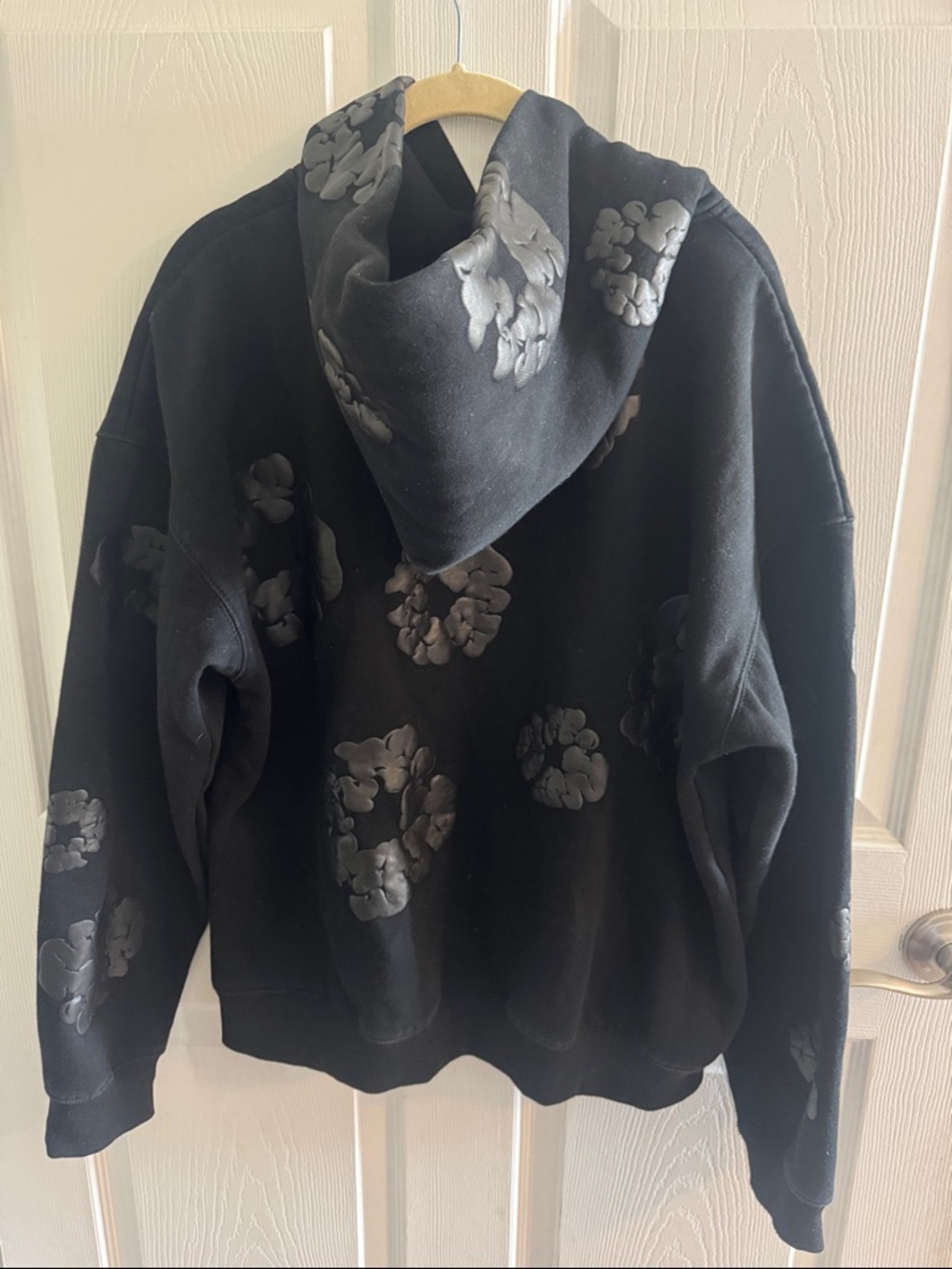 Black on black denim tear hoodie - Picture 6 of 6